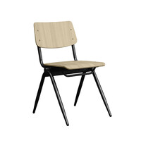 LABEL51 Stoel Solid | Naturel | Hout | Zwart Metalen Frame | 2 stuks