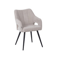 LABEL51 Stoel Stan | Naturel | Elite | Zwart Metalen Frame | 2 stuks