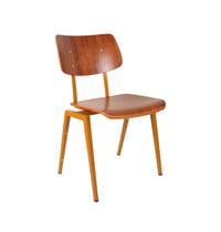 LABEL51 Stoel Stapelbaar | Bruin | Hout | Oker Metalen Frame | 2 stuks 