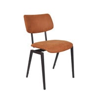 LABEL51 Stoel Stapelbaar | Cognac | Micro Suede | Zwart Metalen Frame | 2 stuks 