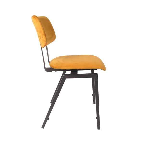 Stoel Stapelbaar | Oker | Fluweel | Zwart Metalen Frame | 2 stuks