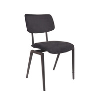 LABEL51 Stoel Stapelbaar | Antraciet | Fluweel | Zwart Metalen Frame | 2 stuks
