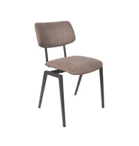 LABEL51 Stoel Stapelbaar | Taupe | Micro Suede | Zwart Metalen Frame | 2 stuks