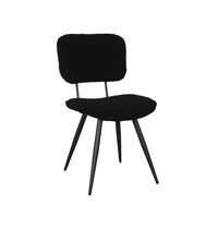 LABEL51 Stoel Ted | Zwart | Teddy | Zwart Metalen Frame | 2 stuks