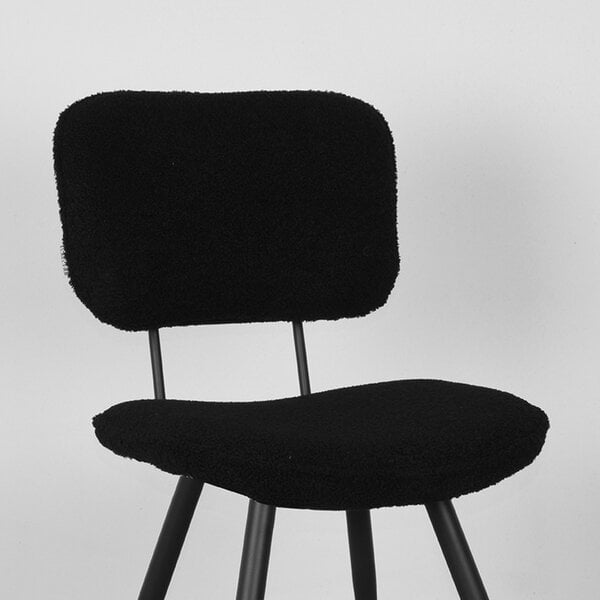 Stoel Ted | Zwart | Teddy | Zwart Metalen Frame | 2 stuks