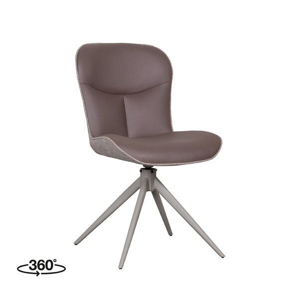Stoel Thorben | Bruin | Microvezel | Taupe Metalen Frame | 2 stuks