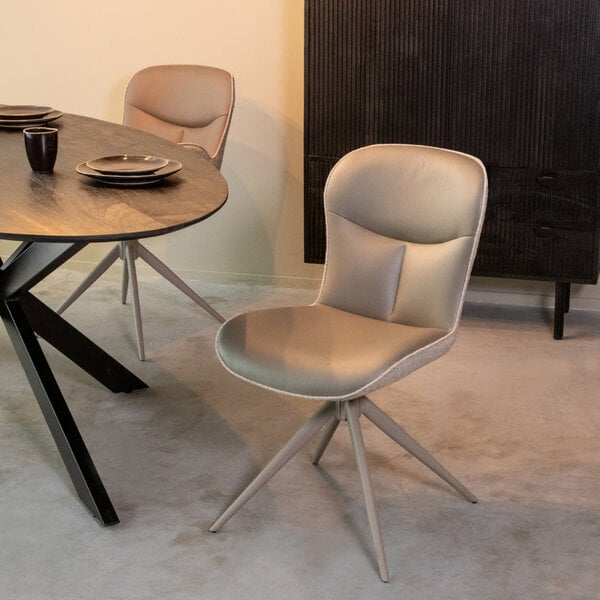 Stoel Thorben | Forest | Microvezel | Taupe Metalen Frame | 2 stuks