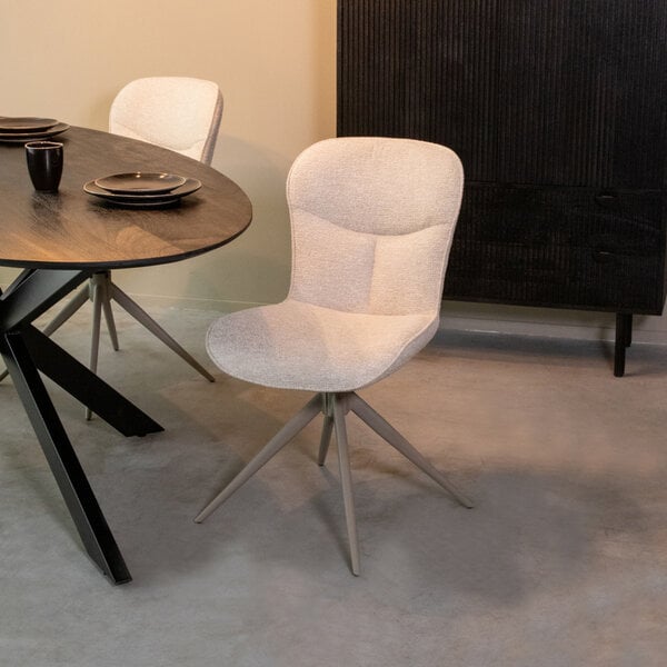 Stoel Thorben | Naturel | | Taupe Metalen Frame | 2 stuks