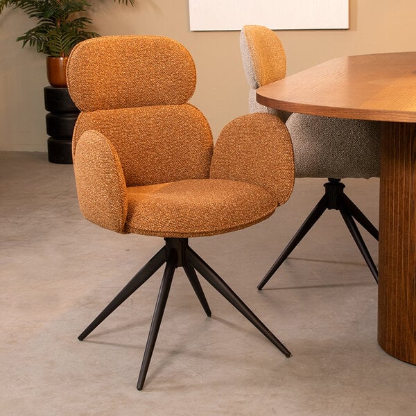 Stoel Vidar | Coral | Royal Boucle | Zwart Metalen Frame | 2 stuks