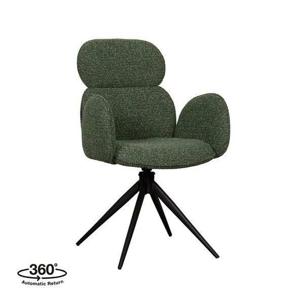 Stoel Vidar | Forest | Royal Boucle | Zwart Metalen Frame | 2 stuks