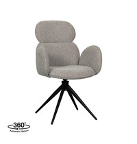 LABEL51 Stoel Vidar | Mushroom | Royal Boucle | Zwart Metalen Frame | 2 stuks