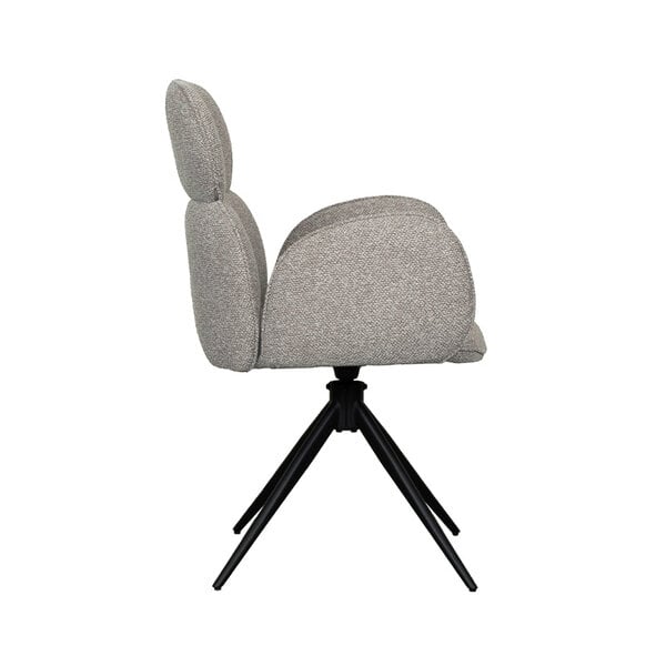 Stoel Vidar | Mushroom | Royal Boucle | Zwart Metalen Frame | 2 stuks