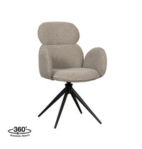 LABEL51 Stoel Vidar | Naturel | Royal Boucle | Zwart Metalen Frame | 2 stuks