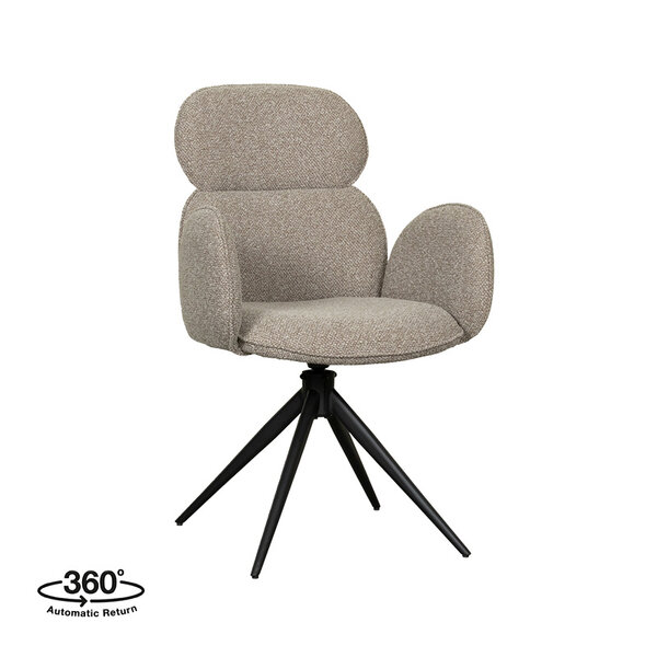 Stoel Vidar | Naturel | Royal Boucle | Zwart Metalen Frame | 2 stuks