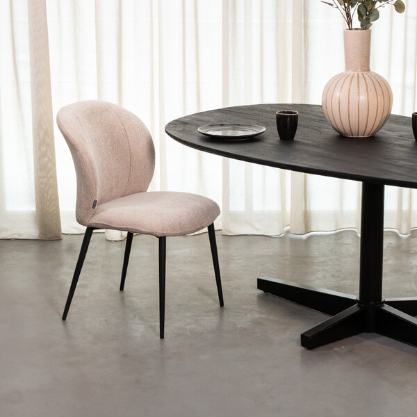 Stoel Vino | Naturel | Elite | Zwart Metalen Frame | 2 stuks