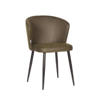 LABEL51 Stoel Wave | Army | Microvezel | Zwart Metalen Frame | 2 stuks