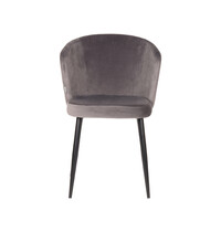 LABEL51 Stoel Wave | Grijs | Fluweel | Zwart Metalen Frame | 2 stuks