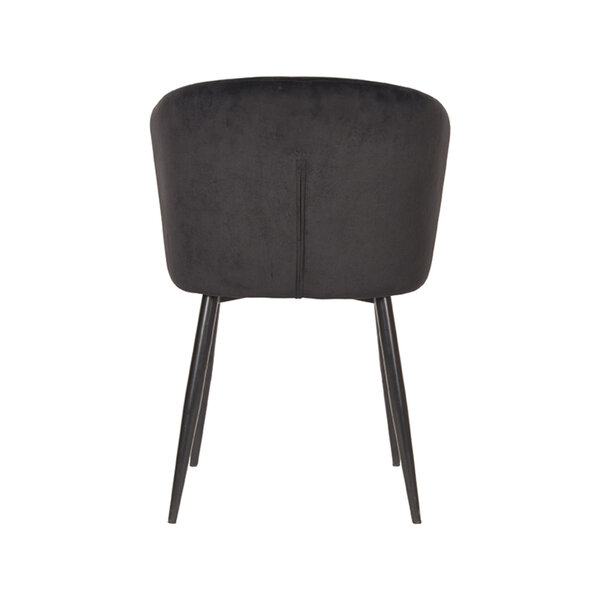 Stoel Wave | Zwart | Fluweel | Zwart Metalen Frame | 2 stuks