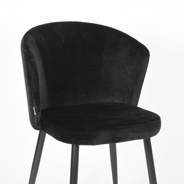 Stoel Wave | Zwart | Fluweel | Zwart Metalen Frame | 2 stuks