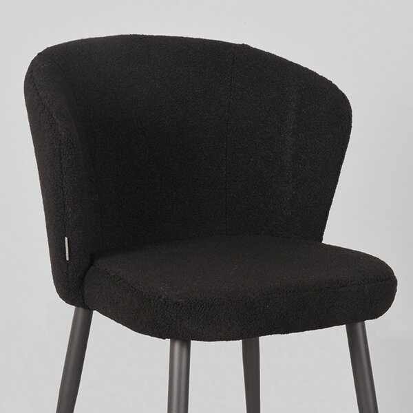 Stoel Whirl | Zwart | Teddy | Zwart Metalen Frame | 2 stuks