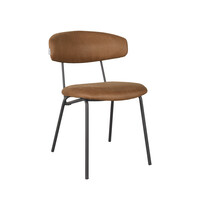 LABEL51 Stoel Zack | Cognac | Micro Suede | Zwart Metalen Frame | 2 stuks 