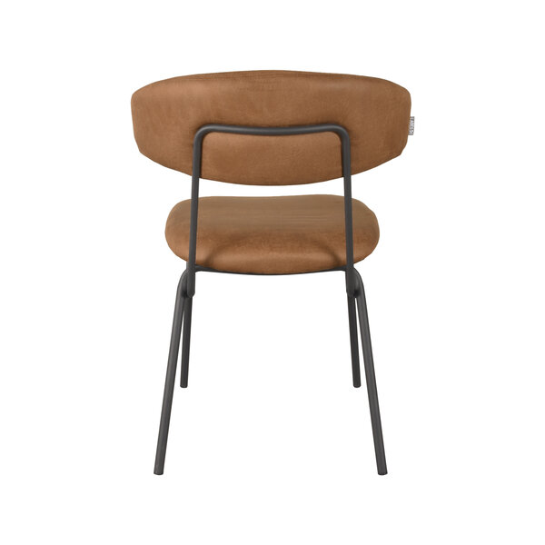 Stoel Zack | Cognac | Micro Suede | Zwart Metalen Frame | 2 stuks