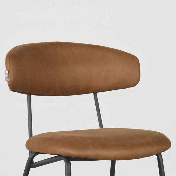 Stoel Zack | Cognac | Micro Suede | Zwart Metalen Frame | 2 stuks