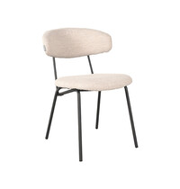 LABEL51 Stoel Zack | Naturel | Boucle | Zwart Metalen Frame | 2 stuks 