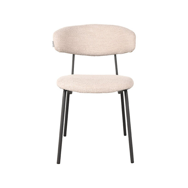 Stoel Zack | Naturel | Boucle | Zwart Metalen Frame | 2 stuks