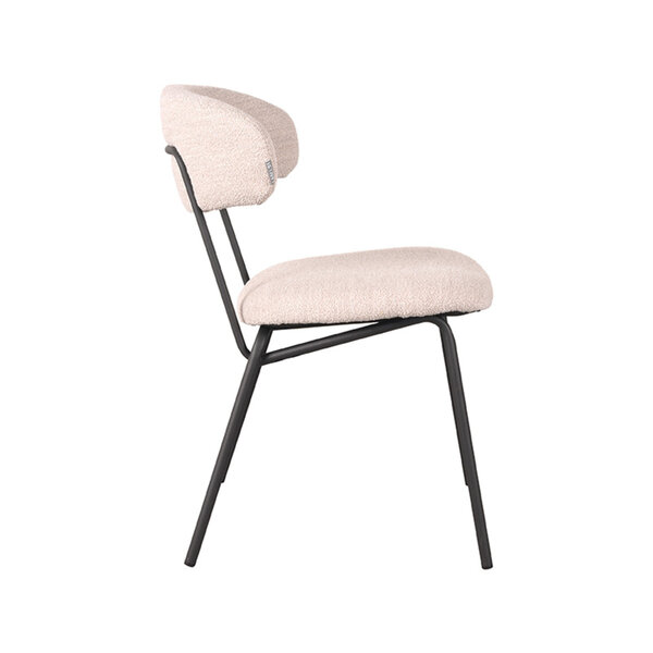 Stoel Zack | Naturel | Boucle | Zwart Metalen Frame | 2 stuks