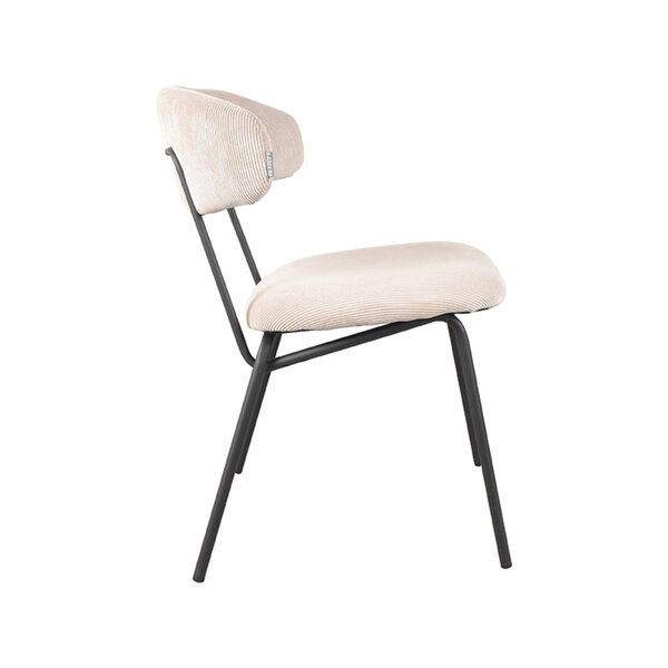 Stoel Zack | Naturel | Ribcord | Zwart Metalen Frame | 2 stuks