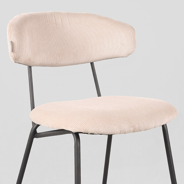 Stoel Zack | Naturel | Ribcord | Zwart Metalen Frame | 2 stuks