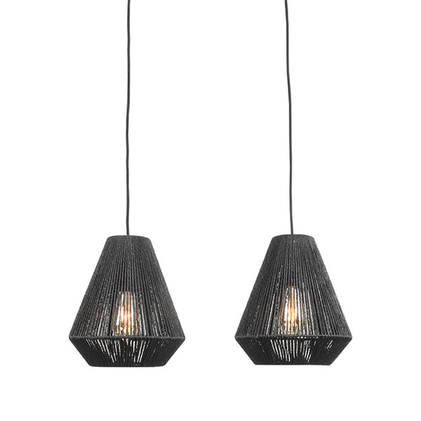 Hanglamp Ibiza | Zwart | Jute | 2-Lichts