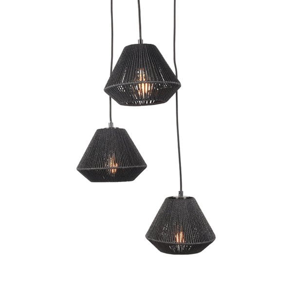 Hanglamp Ibiza | Zwart | Jute | 3-Lichts
