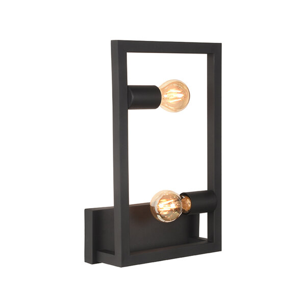 Wandlamp Quadrato | Zwart | Metaal | One Size