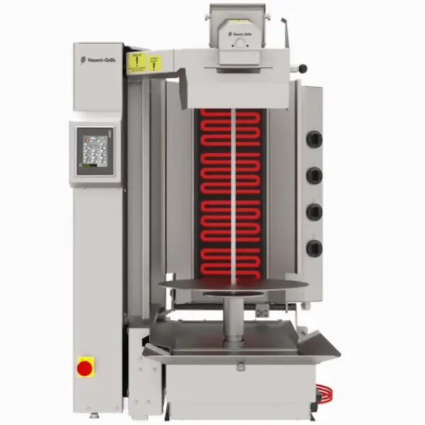 Robot Dönergrill | Elektrisch | 4 Elementen | 6.4kW (400V) | Max. 120kg | Rotatiemotor Onder | Handsfree Snijden | 720x980x1260(h)mm