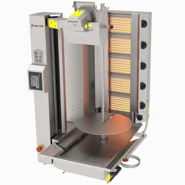 Robot Dönergrill | Gas | 5 Branders | 19kW (5x 3.8kW) | Max. 120kg | Rotatiemotor Onder | Handsfree Snijden | 720x980x1260(h)mm