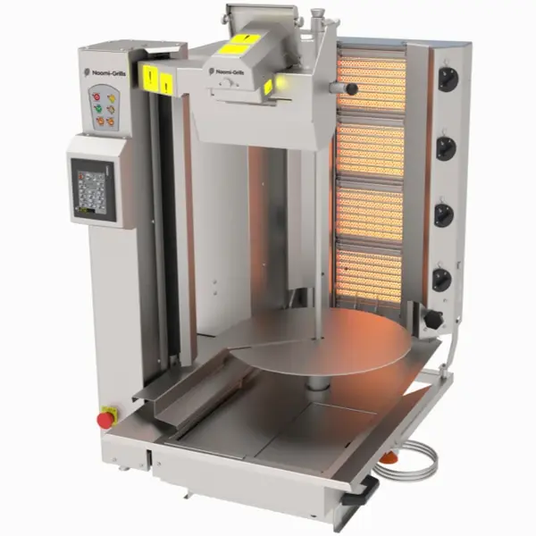 Robot Dönergrill | Gas | 4 Branders | 19kW (4x 4.8kW) | Max. 120kg | Rotatiemotor Onder | Handsfree Snijden | 720x980x1260(h)mm