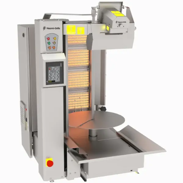 Robot Dönergrill | Gas | 4 Branders | 19kW (4x 4.8kW) | Max. 120kg | Rotatiemotor Onder | Handsfree Snijden | 720x980x1260(h)mm