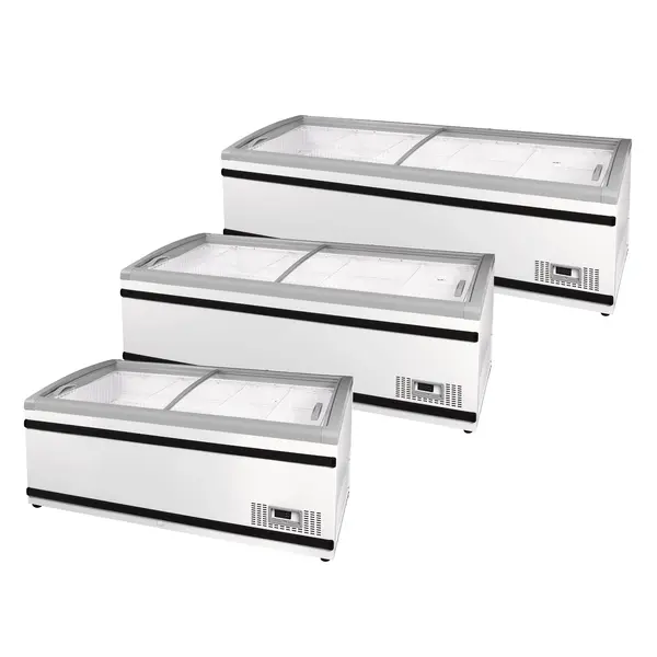 Supermarkt Vrieskist | NEWLINZ | Kopelement | 650L | Wit/Grijs | -16°C/-24°C | Statisch | Schuifdeksels | 1970x865x830(h)mm