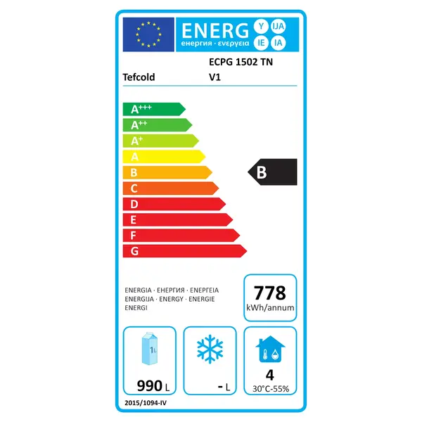 Koelkkast | ECPG | 1400L (2/1 GN) | RVS | -2°C/+8°C | Geforceerd | Touchscreen | 1403x815x2150(h)mm