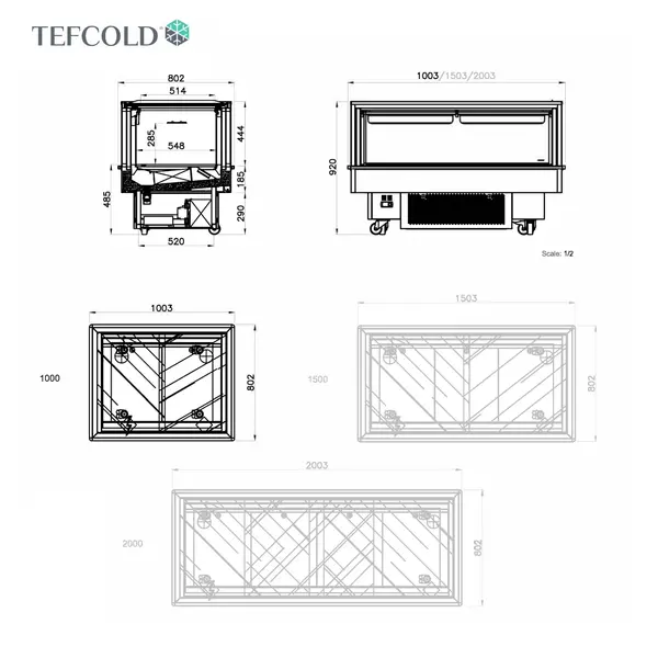 Koel-/Vrieseiland | EIB | 320L | Zwart | -18°C/+5°C | Geforceerd | Schuifdeksels | Touchscreen | Bluetooth + App | Wielen (Geremd) | 1012x1010x975(h)mm