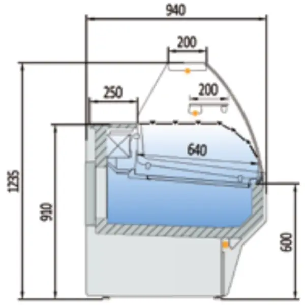 Koeltoonbank | CVE-SERIE | -1°C/+5°C | Statisch | Gekoelde Reserve | Kantelruit | 1265x940x1235(h)mm