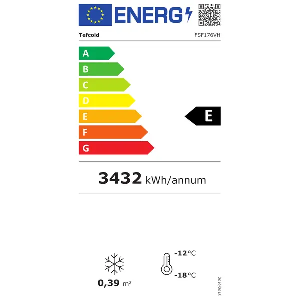 Vrieskast | 190L | Zwart | -12°C/-23°C | Geforceerd | Wielen | 435x531x2016(h)mm