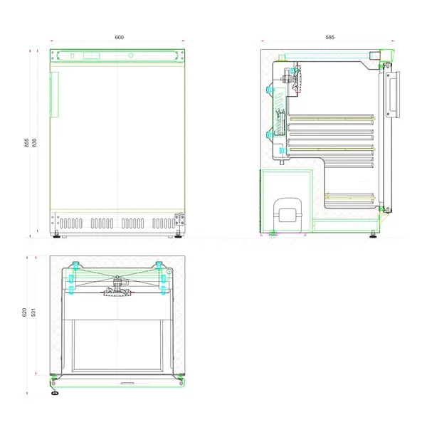 Vrieskast | SERIE U | 200L | Wit | -10°C/-24°C | Geforceerd | Wielen | 600x595x850(h)mm