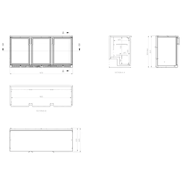 Barkoelkast | SGD | 434L | Antracietgrijs | +2°C/+10°C | Geforceerd | Draaideuren | 1670x620x840(h)mm