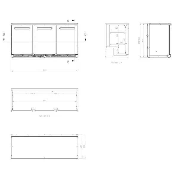 Barkoelkast | SGD | 434L | Antracietgrijs | +2°C/+10°C | Geforceerd | Draaideuren | 1670x600x840(h)mm