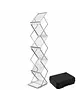 Luxus Folderstandaard | MONTANA | Staal/Aluminium | Zilvergrijs | Opvouwbaar | Dubbelzijdig | 6x A4 | Incl. Koffer | 250x350x1460(h)mm 