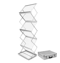 Luxus Folderstandaard | MONTANA | Staal/Aluminium | Zilvergrijs | Opvouwbaar | Dubbelzijdig | 6x A3 | Incl. Koffer | 465x370x1480(h)mm