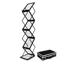 Luxus Folderstandaard | MONTANA | Staal/Aluminium | Zwart | Opvouwbaar | Dubbelzijdig | 6x A4 | Incl. Koffer | 260x370x1500(h)mm 